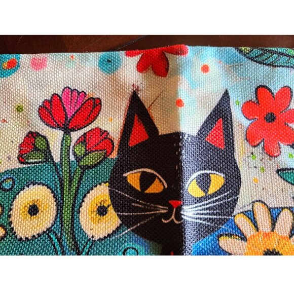 Black Cat Decorative Throw Pillow Cover Case Sofa Couch Accent Floral Decor 20" - Picture 4 of 10